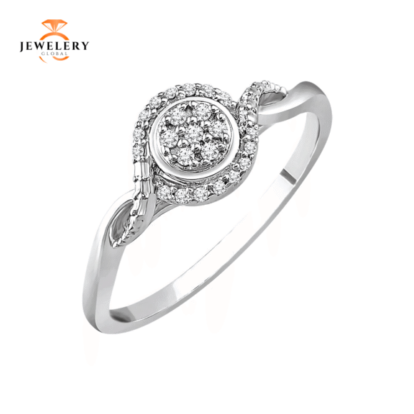 10KT WHITE GOLD 1/10 CTW ROUND DIAMOND CLUSTER PROMISE RING