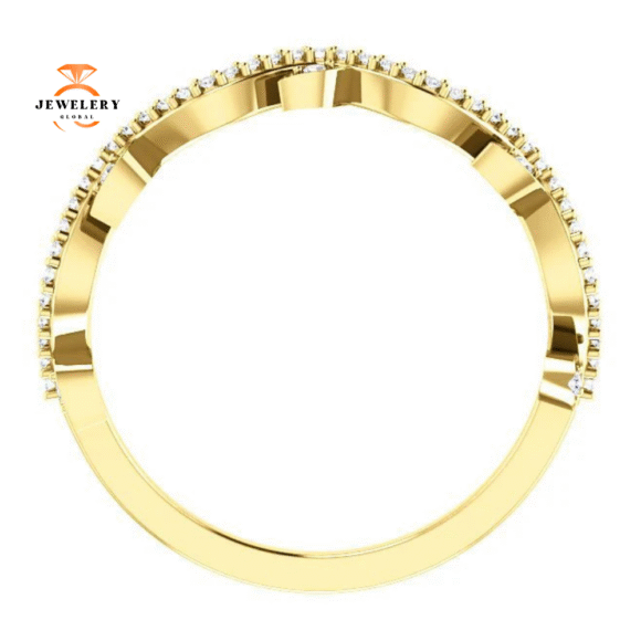 14KT GOLD 1/6 CTW ROUND DIAMOND LEAF RING - Image 5