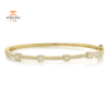 14KT GOLD 0.52 CTW DIAMOND 2-ROW HALO BANGLE BRACELET