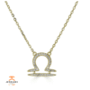 14KT GOLD 0.12 CARAT ROUND DIAMOND LIBRA NECKLACE- 2 COLORS