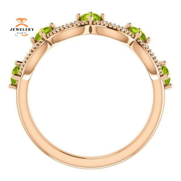 14KT GOLD 0.65 CTW PERIDOT & 0.06 CTW DIAMOND ACCENT CROWN RING - Image 10
