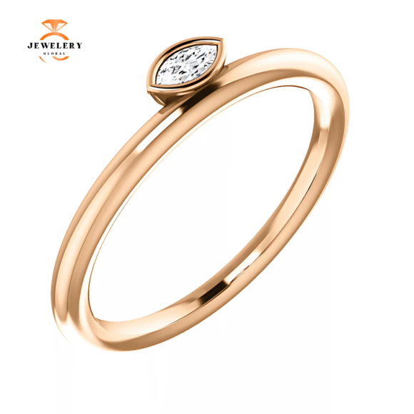 14KT GOLD .07 CTW DIAMOND ASYMMETRICAL STACKABLE RING