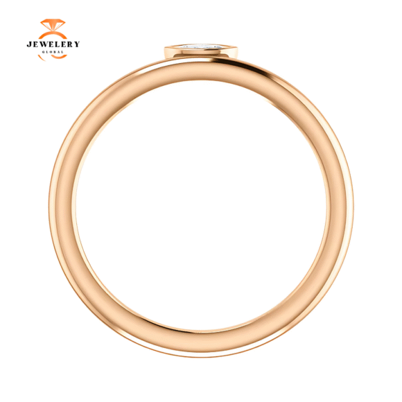 14KT GOLD .07 CTW DIAMOND ASYMMETRICAL STACKABLE RING - Image 3