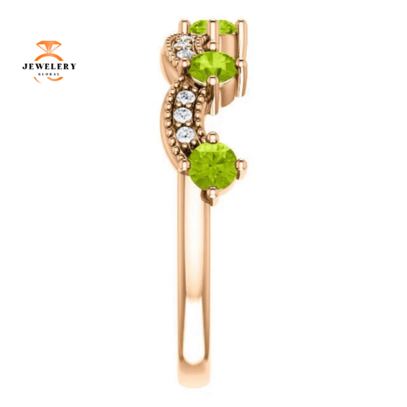 14KT GOLD 0.65 CTW PERIDOT & 0.06 CTW DIAMOND ACCENT CROWN RING - Image 12