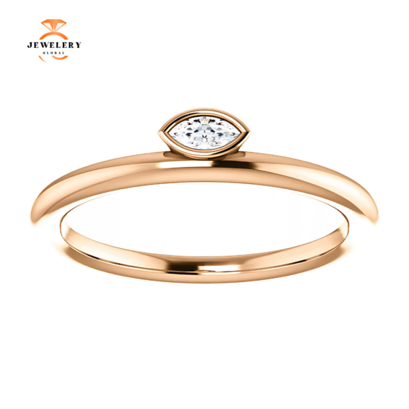 14KT GOLD .07 CTW DIAMOND ASYMMETRICAL STACKABLE RING - Image 2