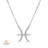 14KT GOLD 0.12 CARAT ROUND DIAMOND PISCES NECKLACE- 2 COLORS