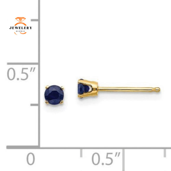 14KT GOLD 0.38 CTW ROUND BLUE SAPPHIRE STUD EARRINGS - Image 6