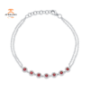14KT GOLD 0.52 CTW RUBY & 0.21 CTW DIAMOND 2 STRAIN HALO BRACELET