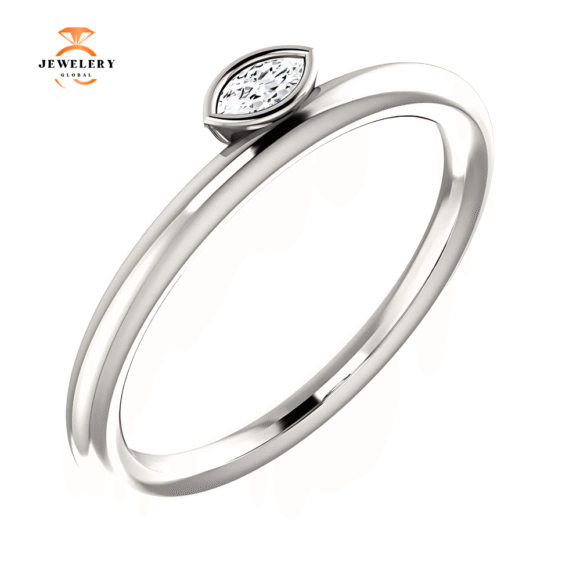 14KT GOLD .07 CTW DIAMOND ASYMMETRICAL STACKABLE RING - Image 4