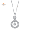 14KT GOLD 0.39 CTW DIAMOND DOUBLE ROUND HALO DROP NECKLACE