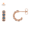 14KT GOLD 1.12 CTW AQUAMARINE J HOOP PETITE EARRINGS