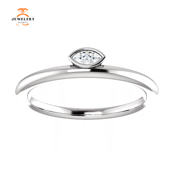 14KT GOLD .07 CTW DIAMOND ASYMMETRICAL STACKABLE RING - Image 6