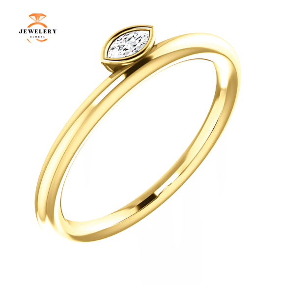 14KT GOLD .07 CTW DIAMOND ASYMMETRICAL STACKABLE RING - Image 7