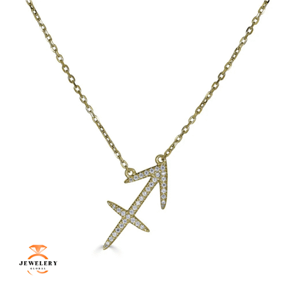 14KT GOLD 0.12 CARAT ROUND DIAMOND SAGITTARIUS NECKLACE- 2 COLORS - Image 2