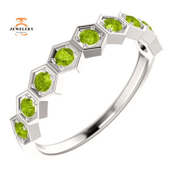 14KT GOLD 0.54 CARAT PERIDOT HEXAGONAL STACKABLE RING