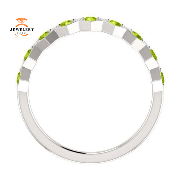 14KT GOLD 0.54 CARAT PERIDOT HEXAGONAL STACKABLE RING - Image 2
