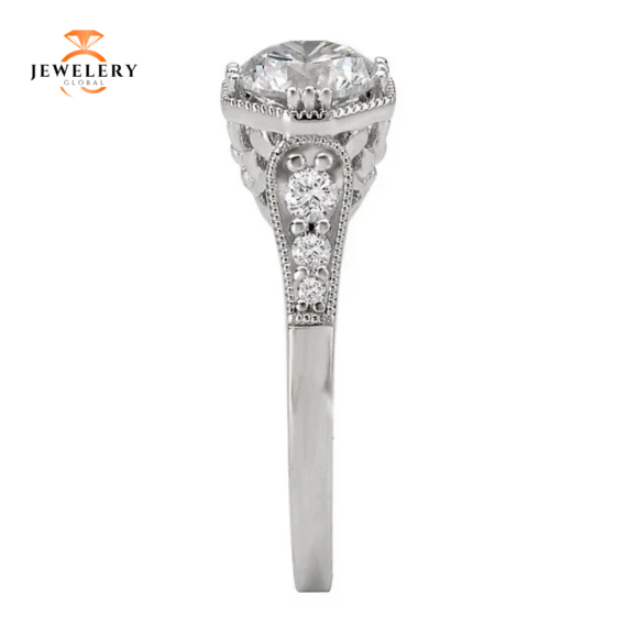 14KT 1/5 CTW DIAMOND OCTAGON VINTAGE SETTING FOR 1 CT ROUND - Image 7
