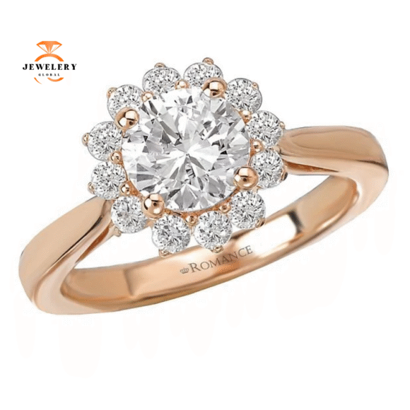 14KT GOLD 1/3 CTW DIAMOND FLOWER HALO MOUNTING FOR 1 CT ROUND - Image 5