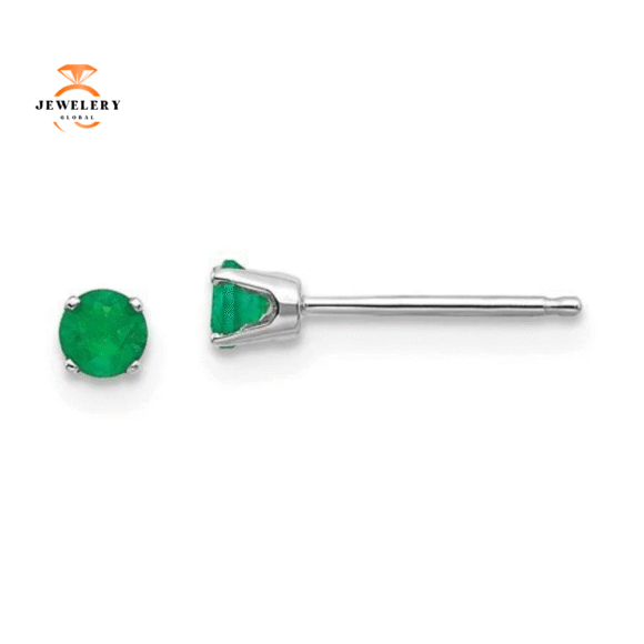 14KT GOLD 1/4 CTW ROUND EMERALD EARRINGS