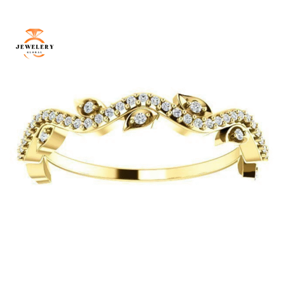 14KT GOLD 1/6 CTW ROUND DIAMOND LEAF RING - Image 6