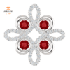 14KT GOLD RUBY & 1/6 CTW DIAMOND CLOVER PENDANT