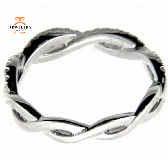 14KT White Gold .29 CTW Diamond Twist Band - Image 2