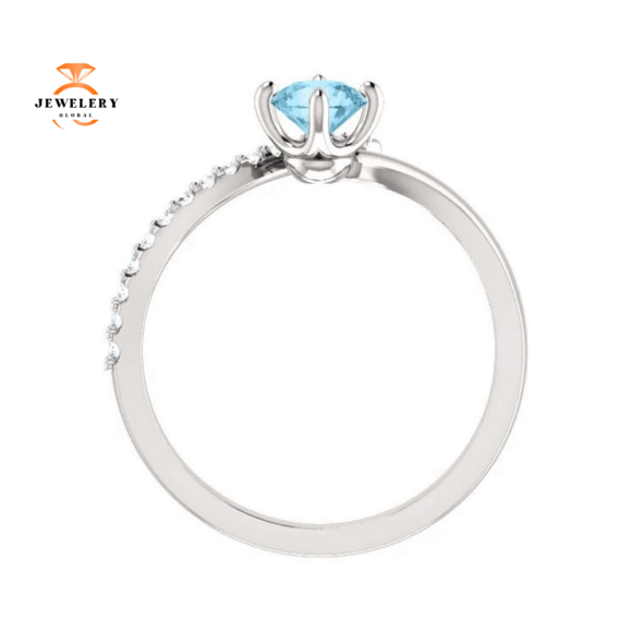 14KT GOLD 0.40 CT AQUAMARINE & 0.10 CTW DIAMOND BYPASS RING - Image 10