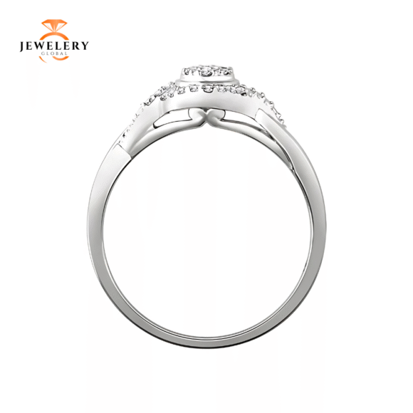 10KT WHITE GOLD 1/10 CTW ROUND DIAMOND CLUSTER PROMISE RING - Image 2