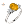14KT GOLD 1.70 CT CITRINE & 1/4 CTW DIAMOND ACCENT RING