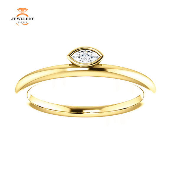14KT GOLD .07 CTW DIAMOND ASYMMETRICAL STACKABLE RING - Image 9