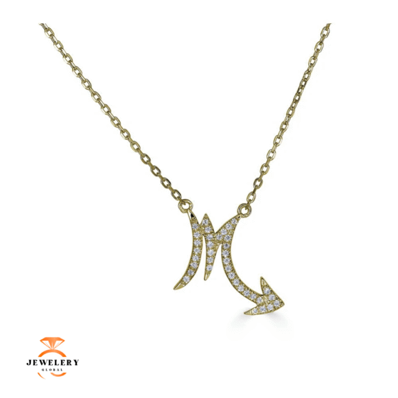 14KT GOLD 0.12 CARAT ROUND DIAMOND SCORPIO NECKLACE- 2 COLORS
