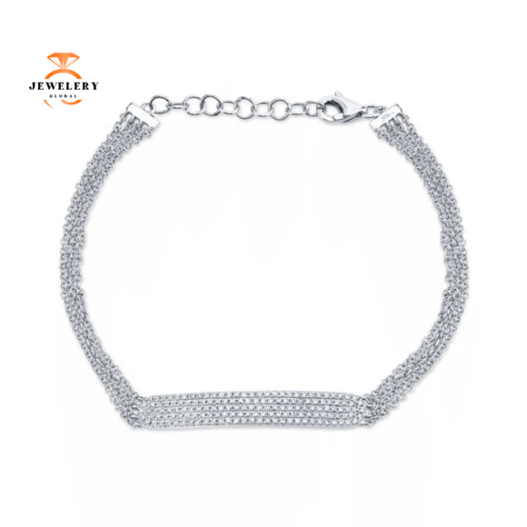 14KT GOLD 0.39 CTW DIAMOND PAVE BAR BRACELET - Image 7