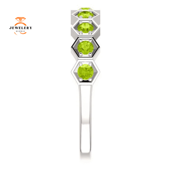 14KT GOLD 0.54 CARAT PERIDOT HEXAGONAL STACKABLE RING - Image 4