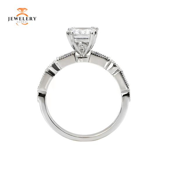 14KT 1/2 CTW SAPPHIRE & 1/8 CTW DIAMOND SETTING FOR 1 CT PRINCESS/ASSCHER - Image 4