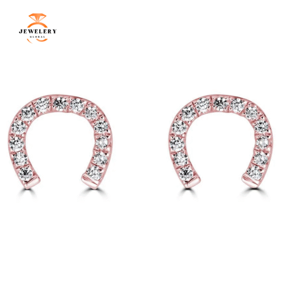 14KT GOLD .07 CTW DIAMOND HORSESHOE EARRINGS