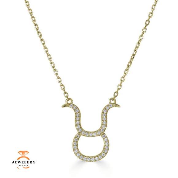 14KT GOLD 0.12 CARAT ROUND DIAMOND TAURUS NECKLACE- 2 COLORS