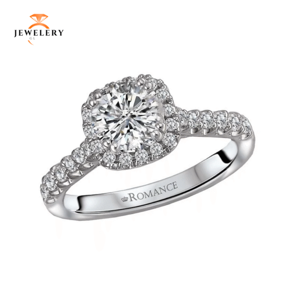 14KT 1/3 CTW DIAMOND CUSHION HALO SETTING FOR 1 CT CUSHION/ROUND