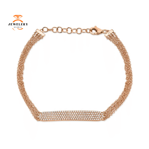 14KT GOLD 0.39 CTW DIAMOND PAVE BAR BRACELET