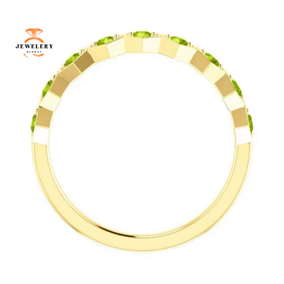 14KT GOLD 0.54 CARAT PERIDOT HEXAGONAL STACKABLE RING - Image 10