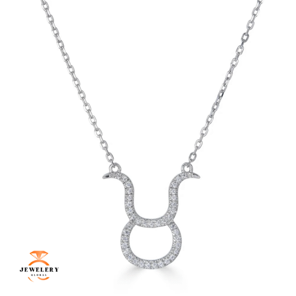 14KT GOLD 0.12 CARAT ROUND DIAMOND TAURUS NECKLACE- 2 COLORS - Image 2