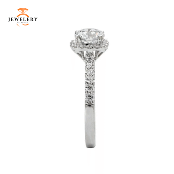 14KT 1/3 CTW DIAMOND CUSHION HALO SETTING FOR 1 CT CUSHION/ROUND - Image 3