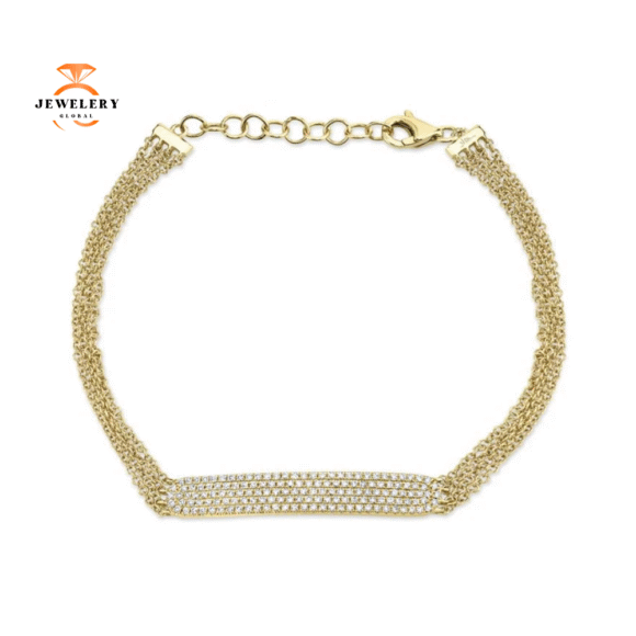 14KT GOLD 0.39 CTW DIAMOND PAVE BAR BRACELET - Image 4