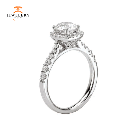 14KT 1/3 CTW DIAMOND CUSHION HALO SETTING FOR 1 CT CUSHION/ROUND - Image 4