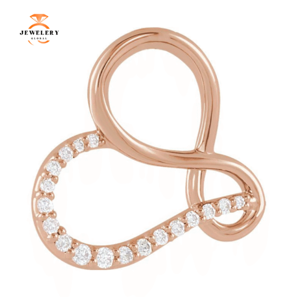 14KT GOLD .07 CTW DIAMOND INFINITY-INSPIRED HEART PENDANT - Image 3