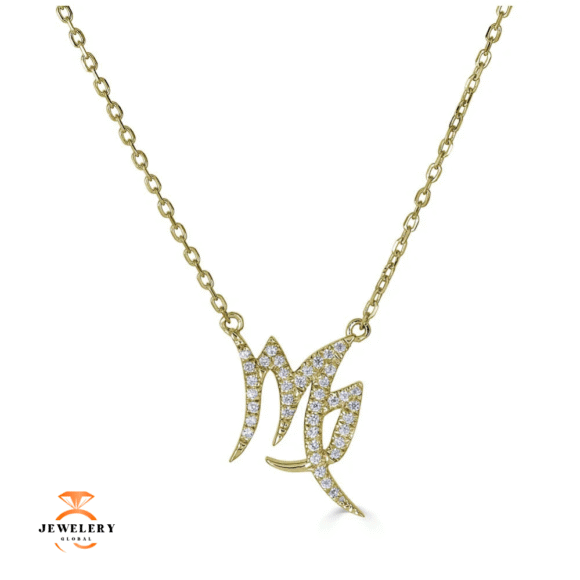 14KT GOLD 0.12 CARAT ROUND DIAMOND VIRGO NECKLACE- 2 COLORS - Image 2