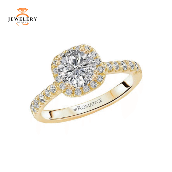 14KT 1/3 CTW DIAMOND CUSHION HALO SETTING FOR 1 CT CUSHION/ROUND - Image 5