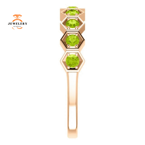 14KT GOLD 0.54 CARAT PERIDOT HEXAGONAL STACKABLE RING - Image 8
