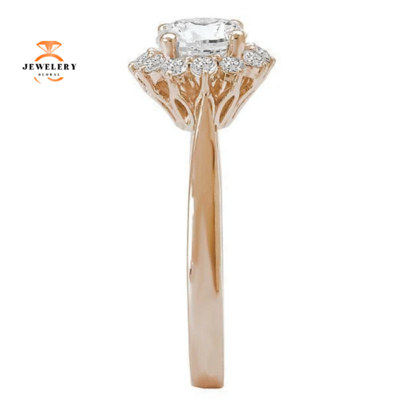 14KT GOLD 1/3 CTW DIAMOND FLOWER HALO MOUNTING FOR 1 CT ROUND - Image 7