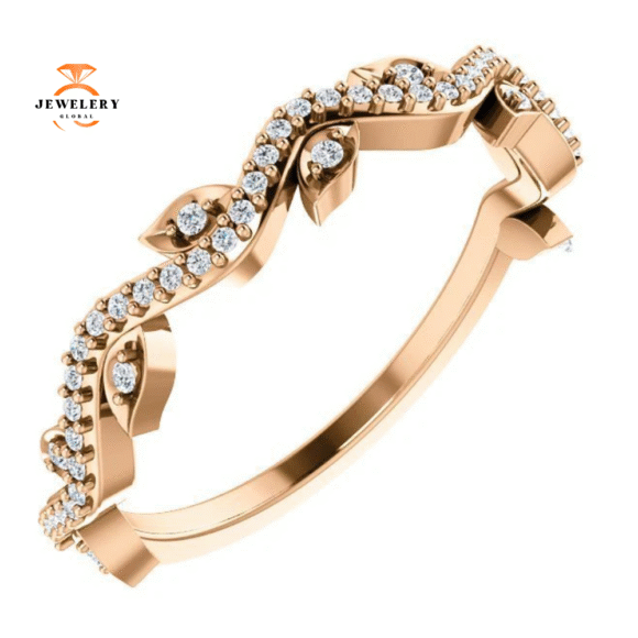14KT GOLD 1/6 CTW ROUND DIAMOND LEAF RING - Image 7
