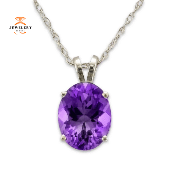 14KT GOLD OVAL AMETHYST NECKLACE